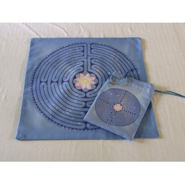 Tarot or Altar Accessory Set - Lotus Labyrinth - Altar or Tarot Cloth with Drawstring Bag - Divination Cloth or Casting Mat with Pouch