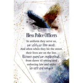 DEXSA Bless Police Officers Wood Frame Wall Plaque | Made in the USA | Wonderful Gift | Inspirational Sentiment | Metal Hanger and Easel on Back | Self-Standing or Wall Hanging | 6"x9"