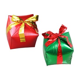 SEWACC 2pcs Christmas Decorations Merry Friends Mass Balloons Holiday Party Decoration Cube Balloons Metallic Christmas Balloons Decoration Christmas Bal