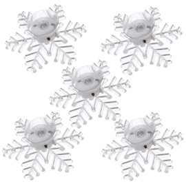 FRCOLOR 5pcs Snowflake Light with Suction Cup LED Christmas Indoor Window Light Decoration
