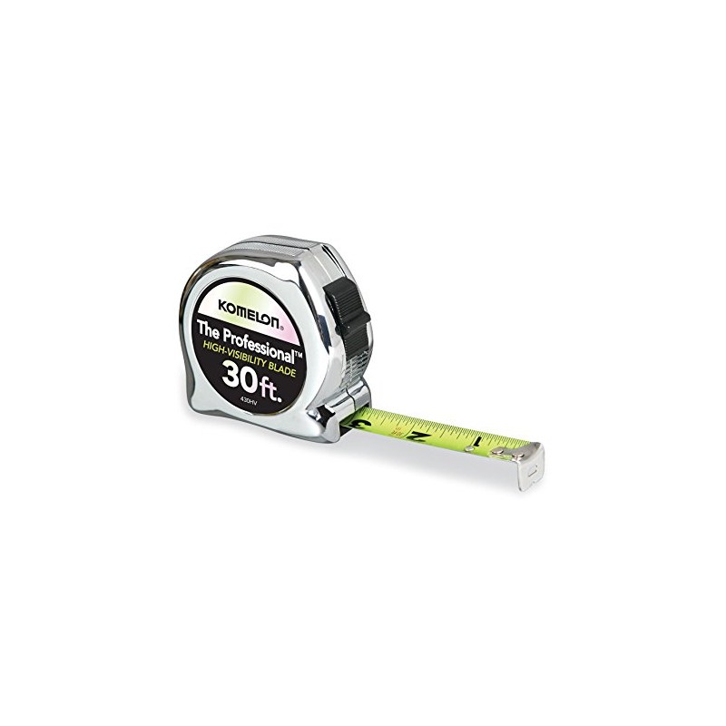 Komelon 430HV High-Visibility Professional Tape Measure, 30-Feet by 1-Inch, Chrome