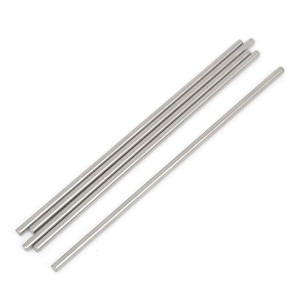 uxcell Stainless Steel Round Rod Silver Tone DIY RC Model Straight Shaft for RC Helicopter 0.1 x 4.7 inches (3 x 120 mm), Pack of 5