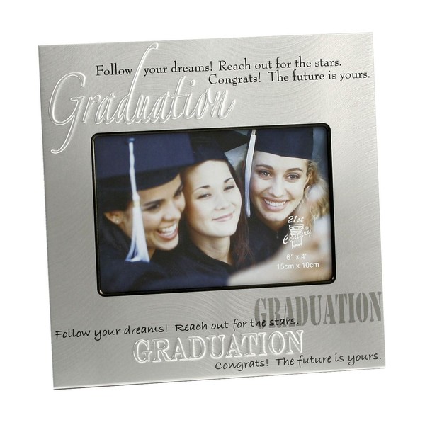 Silver Follow Your Dreams Graduation Photo Frame With Verse 8" x 8" FA314