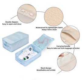 JJ POWER Travel Shoe Bags, Foldable Waterproof Shoe Pouches Organizer-Double Layer, Blue, 8 Packs, Daily Use