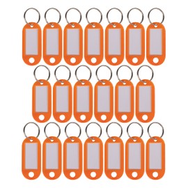 WINTEX 100 x Keyrings Can Be Written On - Durable Key Tags with Labels - Coloured Key Rings for Labelling for Organisation or Travel - Orange