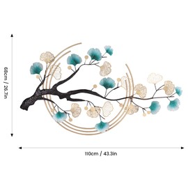 Gdrasuya10 43.31 * 26.77Inch 3D Ginkgo Tree Leaf Metal Wall Art Modern Luxury Metal Wall Nature Art Decor Wall-Mounted Sculpture Wall Hanging for Living Room Bedroom Kitchen Decoration Gifts