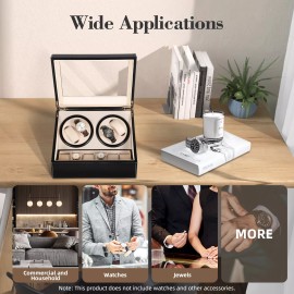 Unbranded 4+6 PU Leather Watch Winder Display Box Automatic Rotation Storage Wooden Case