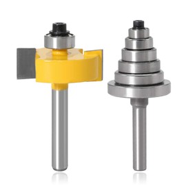 Mesee 1/4 Inch Shank Rabbeting Router Bit with 6 Bearings Set Woodworking Slot Cutter Tools with 1/8", 1/4", 5/16", 3/8", 7/16", 1/2" Interchangeable Bearings