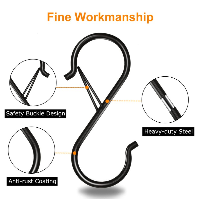 Waitkey 8 Pack S Hooks for Hanging, 3.5 inch Heavy