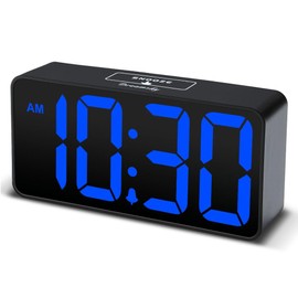 DreamSky Small Digital Alarm Clock for Bedroom, Large Big Numbers Display with Brightness Dimmer, Electric Bedside Desk Clock with USB Charging Port, Adjustable Alarm Volume, USB-C Adapter Powered