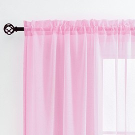 MYSTIC-HOME - Cortinas transparentes color rosa de 45 pulgadas de longitud, cortinas de gasa con bolsillo para barra para sala de estar, recámara, tratamientos de ventana, paneles de cortina semirarrugada para patio, villa, salón, juego de 2, 52 x 45 pul