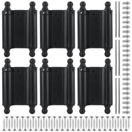 LANIAKEA 6PCS Double Action Spring Hinges 3" Black Saloon Door Hinge with Screws Self Closing Swing Hinges for Cafe Saloon Pub Swinging Doors