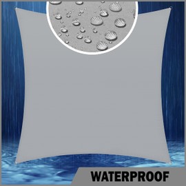 ShadeMart 12' x 12' Grey Square Waterproof Sun Shade Sail UPF50 Canopy Awning Shelter & 95% UV Blockage UV & Water Resistant smTADR0712, Outdoor Patio Garden Carport (We Make Custom Size)