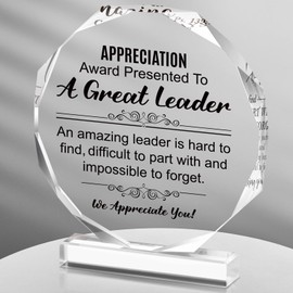 Panelee Thank You Gifts for Women Men Acrylic Appreciation Gift Inspirational Gift Office Coworker Gifts Farewell Gift Acrylic Sign Table Decor for Home(Leader)