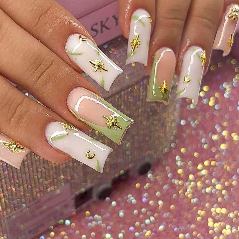 1200 Pcs Star Nail Charms for Nails Art Gold Silver