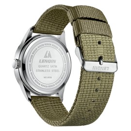 LN LENQIN Mens Watches Military Watch Analog Quartz Watches for Men Waterproof Men's Wrist Watch with Date Nylon Band Army Tactical Sportswatch