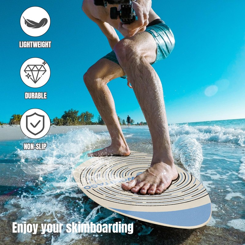 LINGVUM Skimboard with EVA Grip Pad and High Gloss Clear