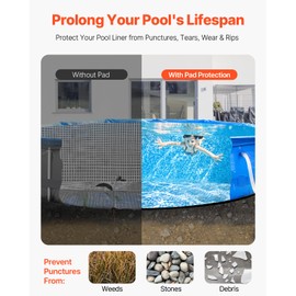 VEVOR 12 Foot Round Pool Liner Pad for Above Ground Swimming Pool, Heavy Duty Above Ground Pool Pad Mat, Protect Pool Liners, Prevent Punctures and Weed Barriers, Durable Geotextile Material