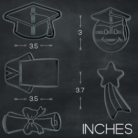 MOOSE GOODS Moose Goods Graduation Cookie Cutters C 5-Pcs Cookie Cutter Set with Graduation Cap and Gown, Shooting Star, Diploma Scroll C Graduation Cookie Cutters Shapes for Grad Party, Celebration