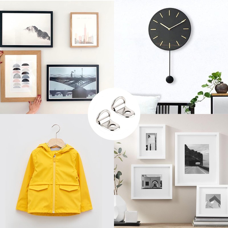 100 Pcs D Rings for Picture Hanging, D Rings, D