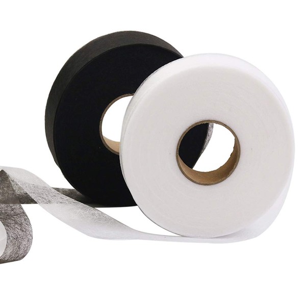 Rolin Roly 2PCS Fabric Fusing Tape Fusible Bonding Web Adhesive Hem Tapes Iron-On Hemming Tape No Sew Hem Tape Roll for Bonding Clothes Jeans Pants Collars Curtains Each 70 Yards