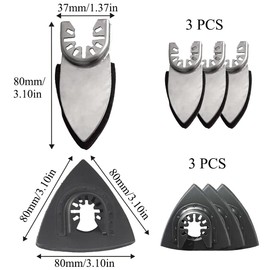 156Pcs Oscillating Sanding Pad Kit, Hook & Loop Sanding Pad - 3 x Triangular/Finger Sanding Pad & 150 x Sandpaper - for Sanding Wood Metal