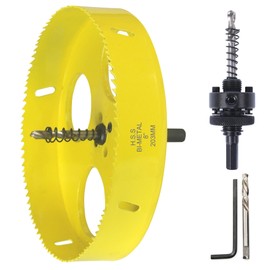 JIECHENG 8 inch Hole Saw for Wood,Soft metal,Drywall,Plasterboard and plywood,203mm Bi-Metal Hole Saw with Arbor Mandrel