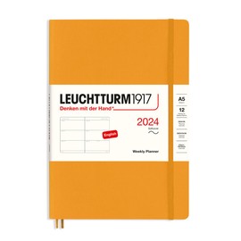 LEUCHTTURM1917 367660 Weekly Diary Softcover Medium (A5) 2024 12 Months Rising Sun English