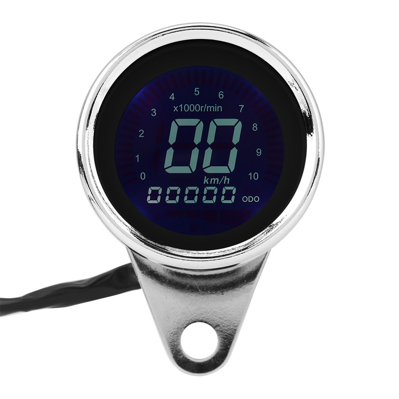 Universal Motorcycle Digital LED LCD Speedometer Tachometer Speed Gauge Retro