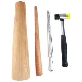 Auniwaig Wood Ring Mandrel Pine Ring Making Tool Hammer Mallet Ring Sizer Gauge with Wood Ring Repair Tools for Jewelry Making
