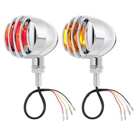 Benlari Motorcycle 48 LED Turn Signals Bullet Lights Motorcycle Rear Turn Signal Blinkers Fit for Honda Yamaha R3 Suzuki Kawasaki Harley (Chrome(Amber+Red))