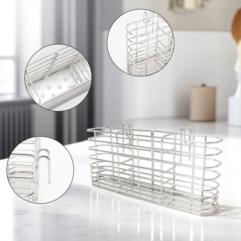 Stainless Steel Utensil Drying Basket Rack Hanging Holder for Knife