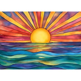 Lxmsja Sunrise Diamond Art Kits for Adults, Sea Diamond Painting Kits for Beginners, 5D DIY Full Drill Gem Art Crafts for Adults, Home Wall Decor 16x12 inch