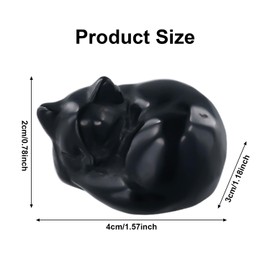 NQEUEPN Sleeping Cat Statue, Black Obsidian Cat Figurine Ornaments Healing Crystals Figurines Cute Kitten Lucky Gemstones Sculpture for Home Office Room Desk Decoration Gifts for Cat Lovers