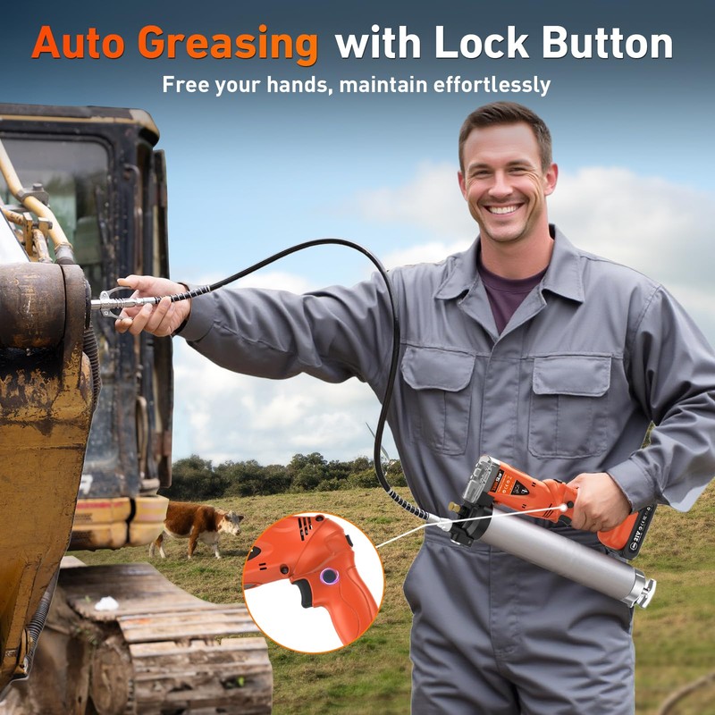 TaskStar 2-in-1 Electric Grease Gun: 10,000 PSI High-Pressure Battery Powered