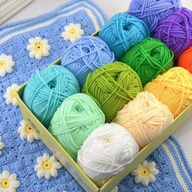 Maxee Crochet Yarn 250 g (50 g x 5 Colours), Acrylic Wool for Knitting, Yarn for Crochet and Knitting, Hand Knitting Yarn Set, Hand Knitting Yarn Cotton Yarn for Crochet, Wool for Knitting and Crafts