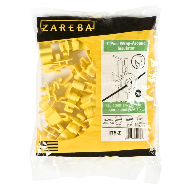 Zareba Standard Snug-fitting T-Post Insulator - ITY-Z - 25 Pack