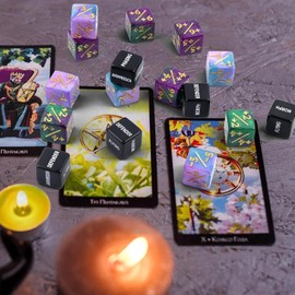 48 Pieces Ability Counter Dice,Black MTG Dice Counter,MTG Life Counter 1/+1,Massive Creature Stats Buff MTG Keyword Counters,MTG Dice Set for MTG,Card Games Accessories (Starry Night Purple Green)