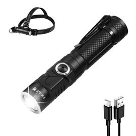 FandyFire Super Bright 1000 High Lumens Tactical Flashlights,Rechargeable 90 Degree Magnetic LED Flashlight, 6 Modes, IP44 Waterproof for Camping Emergency Repair Outdoor FE10(Black)
