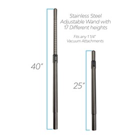 Wessel-Werk Ultra-Thin RD285 Designation Vacuum Floor Brush Attachment with Adjustable Stainless Steel Vacuum Extension Wand, for Hardwood and Carpet, fits 1.25inch (32mm)