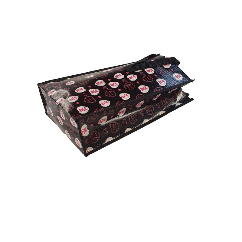 Fat-catz-copy-catz Eco Friendly Black Love Hearts Lunch Shopping Bag 30x25x9cm