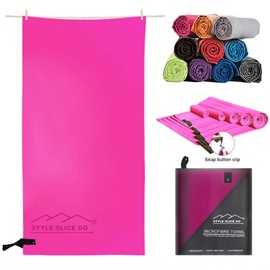 Style Slice Microfibre Towel Quick dry Lightweight Absorbent Travel Towel Sports Beach Gym Swimming Camping Hiking Drying Pets Small Medium Large X-Large XX-Large (Fuchsia, SMALL 60cm x 30cm)