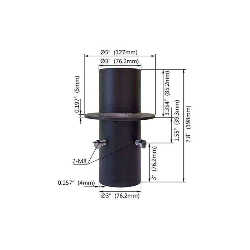 Durable Steel Pole Top Reducer, Reduce 4" or 5" Round