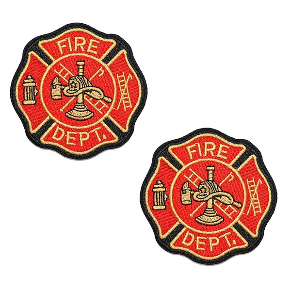 2 pcs Fire Department Shield Cross Embroidered Patch (Iron-On or