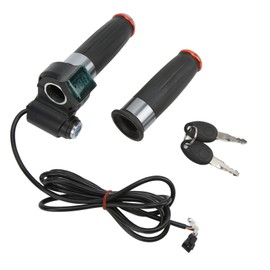 Electric Bike Handlebar Throttle Twist Grip Plastic Twist Throttle Accelerator Handle Grip with Digital Voltage Display