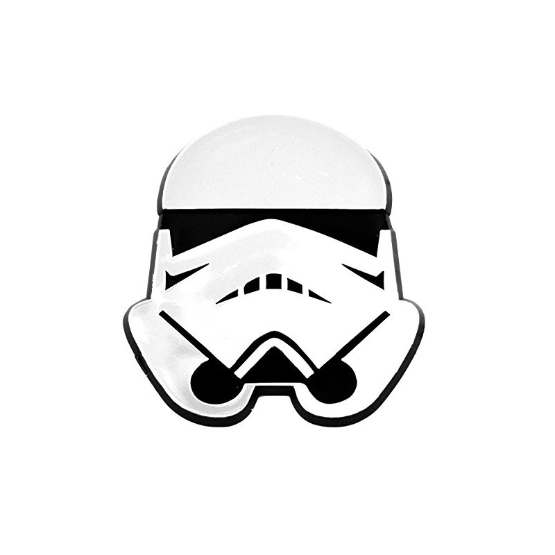 SW Stormtrooper Helmet Plastic Auto Emblem - [Silver][3 1/4'' x