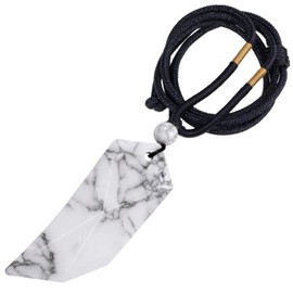 Nupuyai White Howlite Turquoise Wolf Tooth Amulet Crystal Point Necklace for Men Women, Energy Healing Stone Pendant with Adjustable Rope