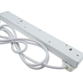 kenable 6 Gang/Six Way Slimline UK Mains Power Strip Extension Lead 2m White [2 metres]