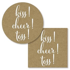 Kiss Cheer Toss Wedding Confetti Stickers | Wedding Bird Seed Stickers | Wedding Favor Labels | 106-KR