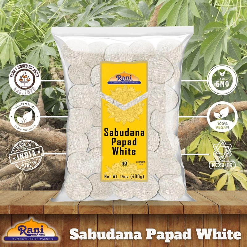 Rani Sabudana (Sago) Papad White 14oz (400g) ~ All Natural,